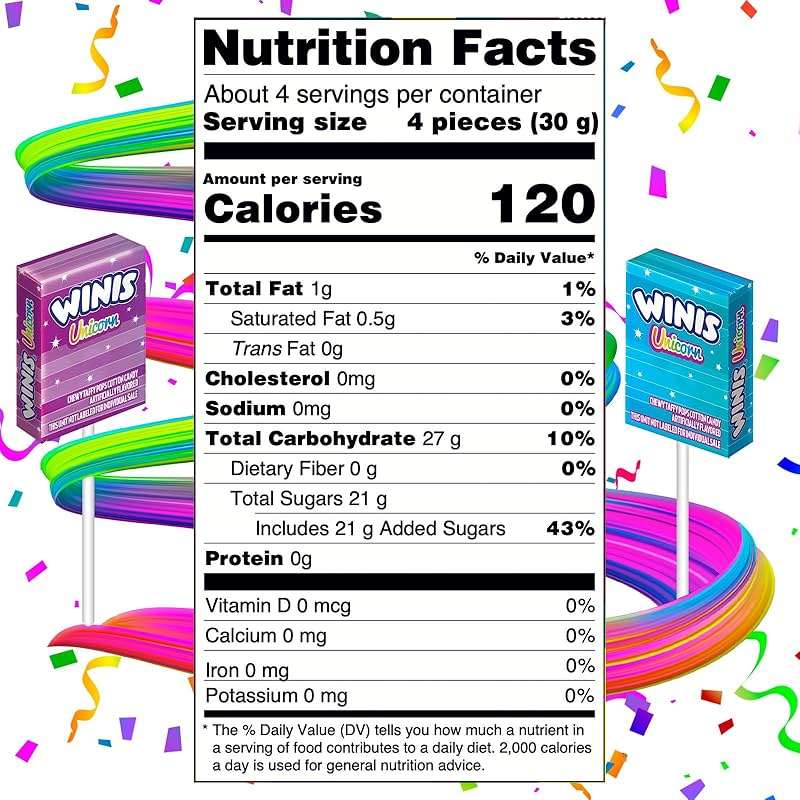 Winis Unicorn | Chewy Taffy Pops | Cotton Candy Flavored | Sharing Size 4.3 Oz Bag - 15 Pieces | Gifts, Holiday, Parties, Concessions, Pantry, Non-Melting, Party - Image 2