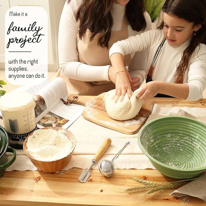 CraftZee Super All-Inclusive Sourdough Starter Kit with Bread Baking Pot, Scale, 4 Banneton Proofing Baskets, Round & Oval Bread Slings, Starter Jar, Bread Baking Supplies & Beginner Recipe Guide - Image 2