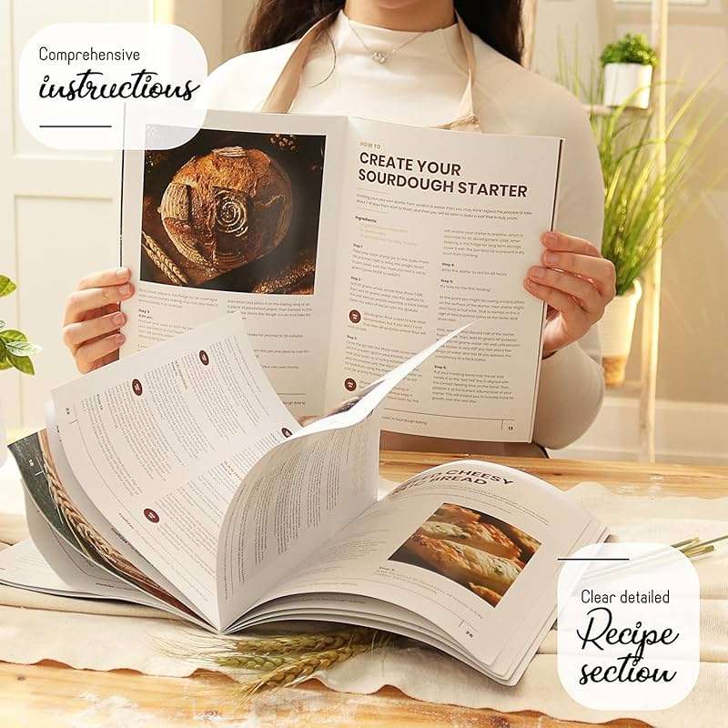 CraftZee Super All-Inclusive Sourdough Starter Kit with Bread Baking Pot, Scale, 4 Banneton Proofing Baskets, Round & Oval Bread Slings, Starter Jar, Bread Baking Supplies & Beginner Recipe Guide - Image 6