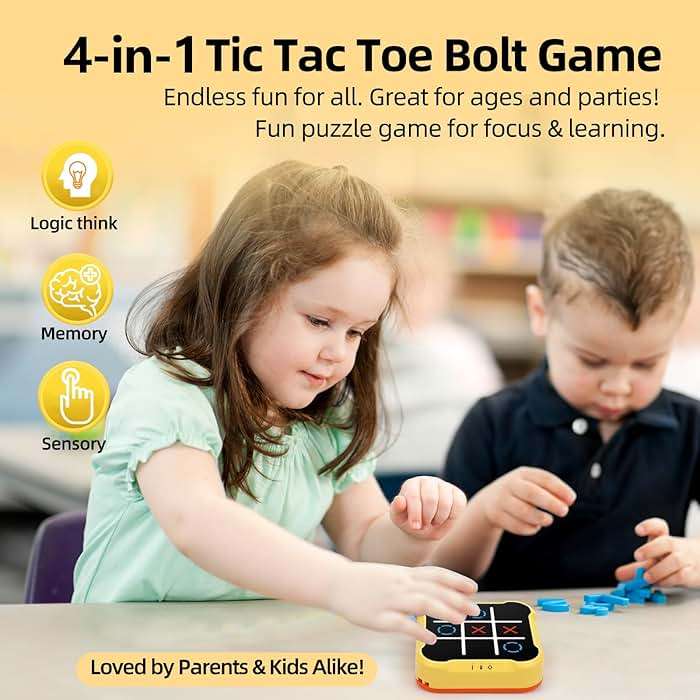 Tic Tac Toe Games for Kids: 4-in-1 Portable Sensory Puzzle Game - 6 7 8 9 10 11 12 Years Old Kids Electronic Toy for Travel Home School - Christmas Birthday Gift for Boys Girls - Image 5