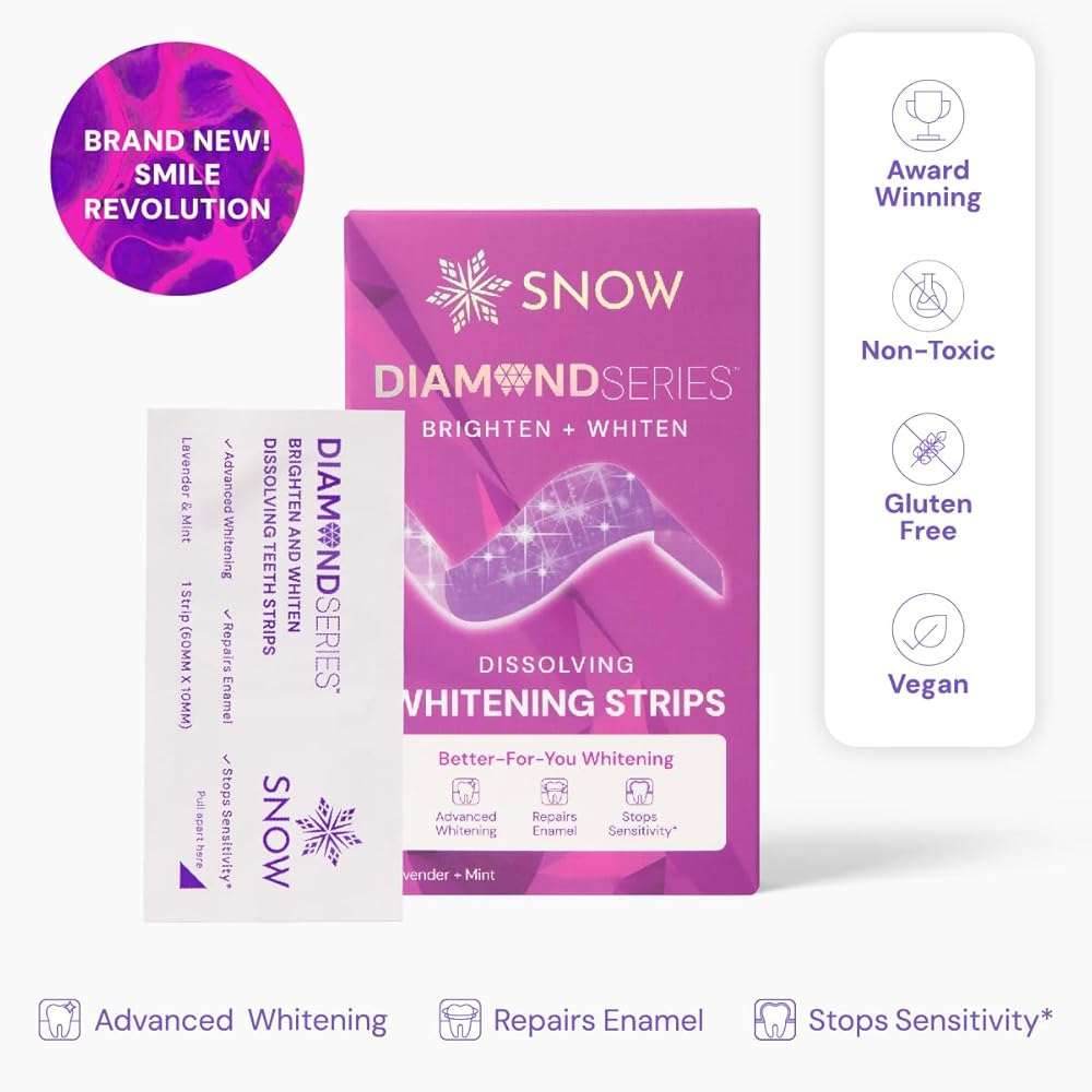 Snow Diamond Series Purple Whitening Strips - Dissolving Teeth Whitening Strips for Sensitive Teeth, Instant Brightening with Hydroxyapatite, Color-Correcting Purple Formula, 42 Count - Image 6