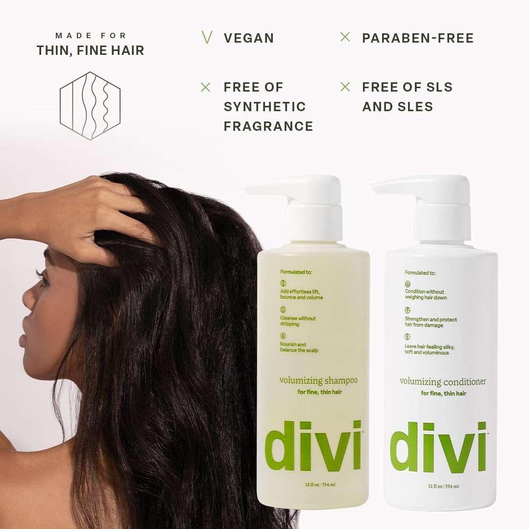 Divi Shampoo and Conditioner Set for Women and Men - Hair Care Duo for All Hair Types, Adds Volume, Lift, and Bounce, Strengthens and Nourishes Hair - Full Size, 2 x 12 Fl Oz - Image 2