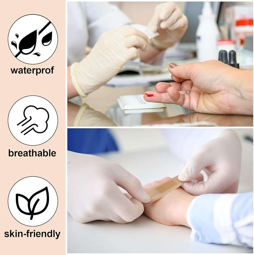 Geiserailie 200 Pcs Pressure Bandages XL for Dialysis Patients 2.83 x 1.18 Inch Pressure Adhesive Bandage Waterproof for Wound Care Absorbent Pad Thin Skin Seniors First Aid Essential - Image 2