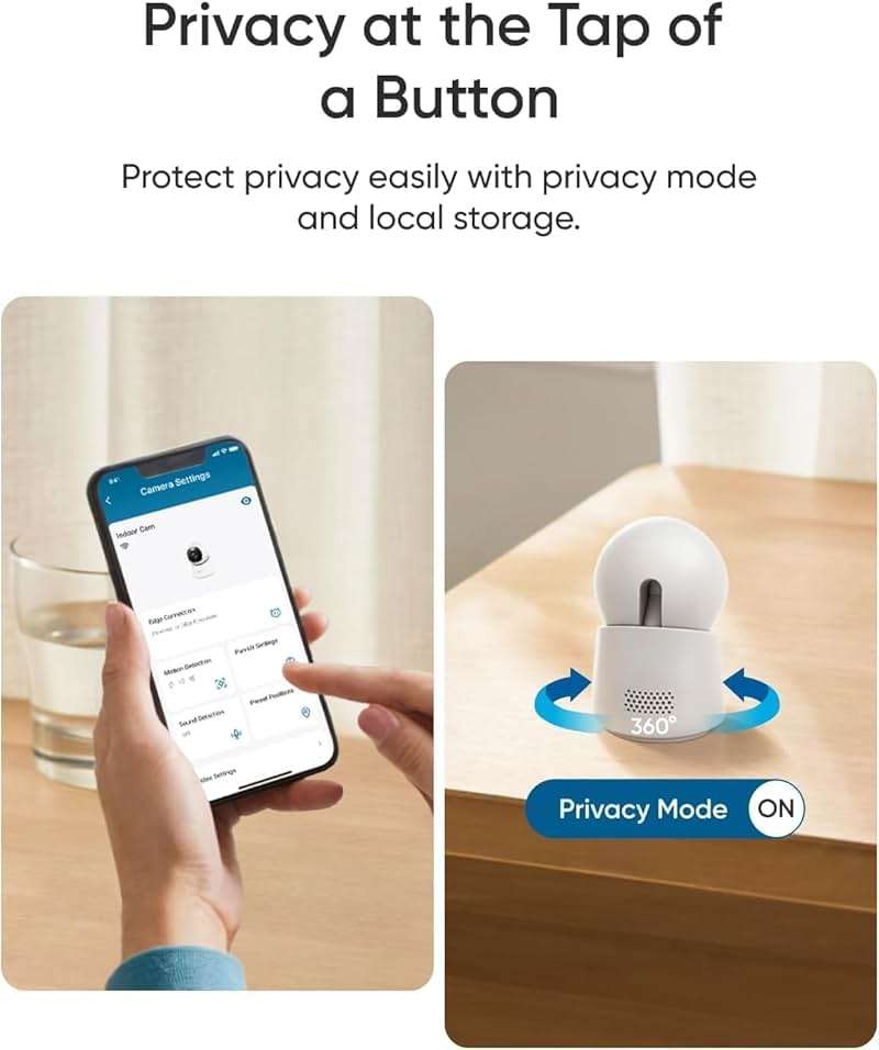 eufy Security 4K Indoor Camera E30-No Subscription,Work as Pet Camera,Nanny/Baby Monitor,360° Pan&Tilt,AI Auto Tracking,AI Detection,24/7 Recording,Color Night Vision,Two-Way Audio,Works with HomeKit - Image 6