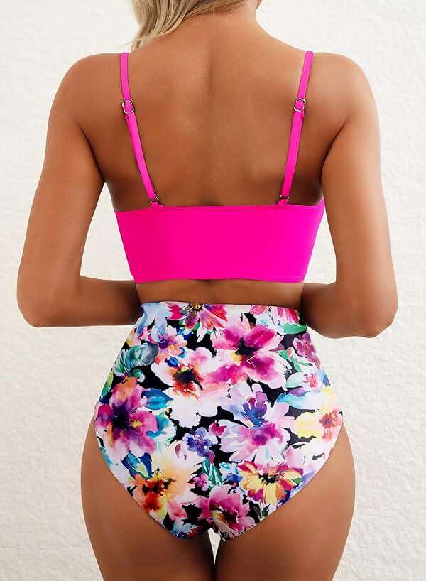 Herseas 2 Piece High Waisted Bikini Set for Women 2026 Spaghetti Straps Swim Top with Reversible Bottom Bathing Suit - Image 4