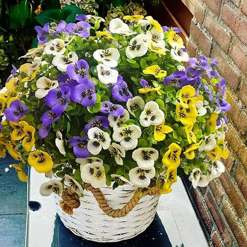 Artificial Faux Flowers for Outdoors Fake Plants Spring Summer Decor, 14 pcs Realistic Fake Pansy Silk Flowers UV Resistant, Lifelike Faux Outdoor Plants for Porch Garden Patio Window Box Decor - Image 5
