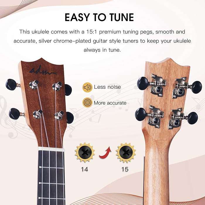 ADM Ukulele Beginner Kit Mahogany Hawaiian Wood Ukelele Bundle Ukalalee Set with Uke Free Starter Lessons for kids Students and Adults, Yellow Brown (Khaki, 23 inch) - Image 6