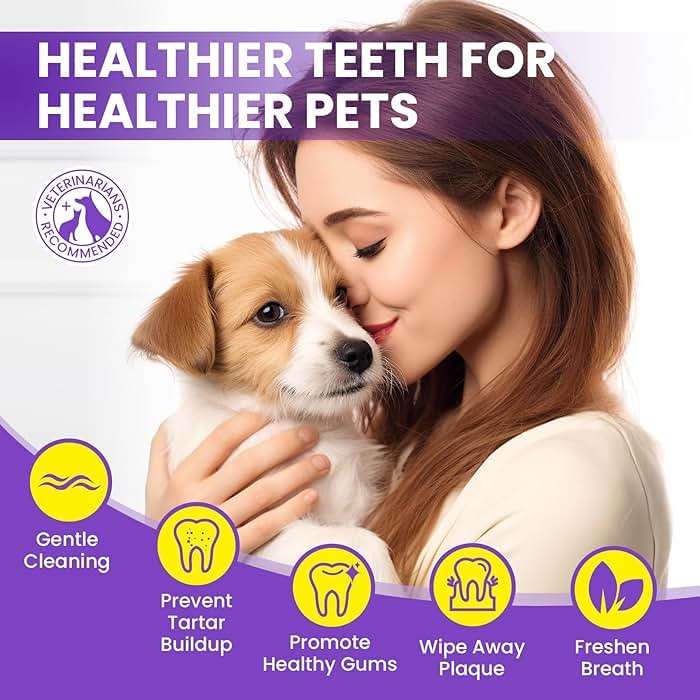 No-Rinse Dog Dental Care Wipes, Cat & Dog tooth brushing kit, Dog Wipes for Pet & Cat Teeth Cleaning, Dog toothbrush Finger Dental Wipes to Remove Plaque & Tartar, Disposable Dog Wipes - 50 Count - Image 6