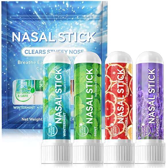 Ruduwu Nasal Stick 4 Pack,Nose Inhaler Stick,Nasal Inhaler,Boost Energy Set,Sinus & Congestion Relief, Daily Relaxation, Stress Relief, Pure Natural Ingredients - Image 1