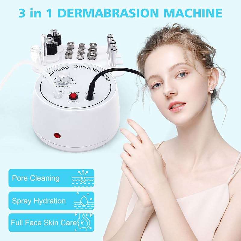 3 in 1 Diamond Micro DermaBrasion Machine, Mcwdoit Professional Dermabrasion Facial Skin Care Device with Wand, Spray Bottle and Vacuum Glass Tube for Personal Home Beauty Salon Use - Image 3