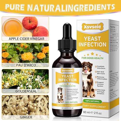 Yeast Infection Treatment for Dogs, Xsvseie Dog Ear Infection Treatment Natural Yeast Treatment Drops for Dogs,Dog Herbal Supplement Soothing Irritation & Itching Discomfort for All Breeds & Size - Image 3