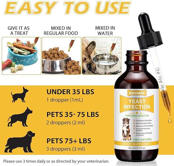 Yeast Infection Treatment for Dogs, Xsvseie Dog Ear Infection Treatment Natural Yeast Treatment Drops for Dogs,Dog Herbal Supplement Soothing Irritation & Itching Discomfort for All Breeds & Size - Image 5