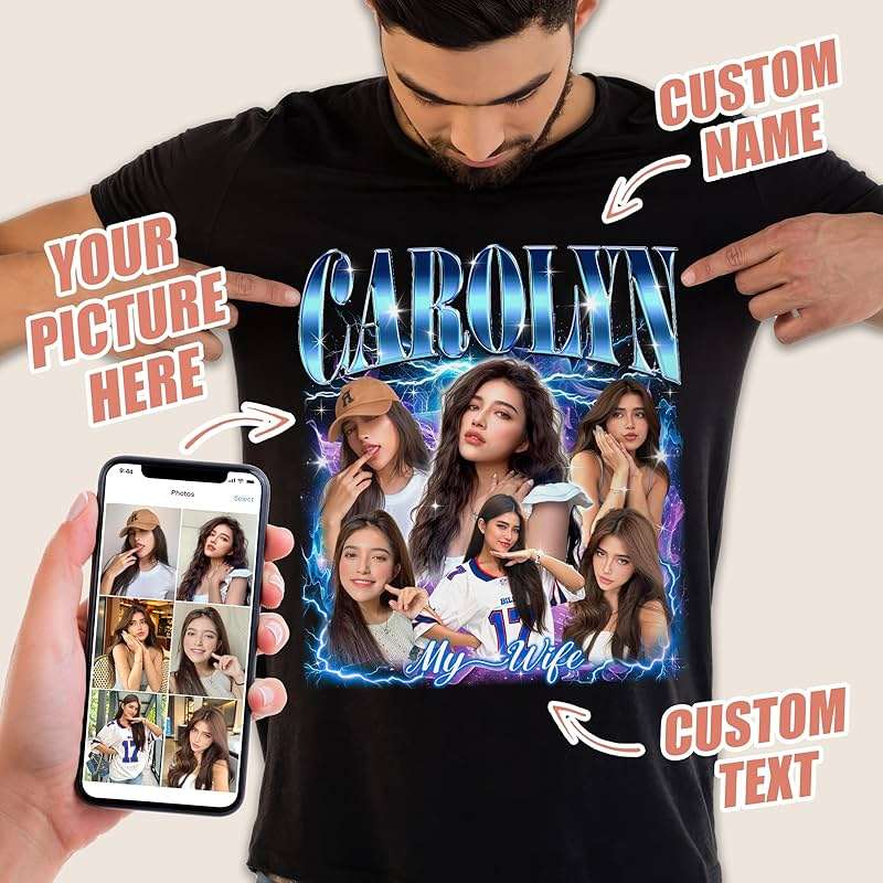 Mit & Mia Custom Bootleg Rap Tee Shirt for Boyfriend Girlfriend Custom Face Tshirt Vintage Graphic Shirt Gift Idea Birthday - Image 4