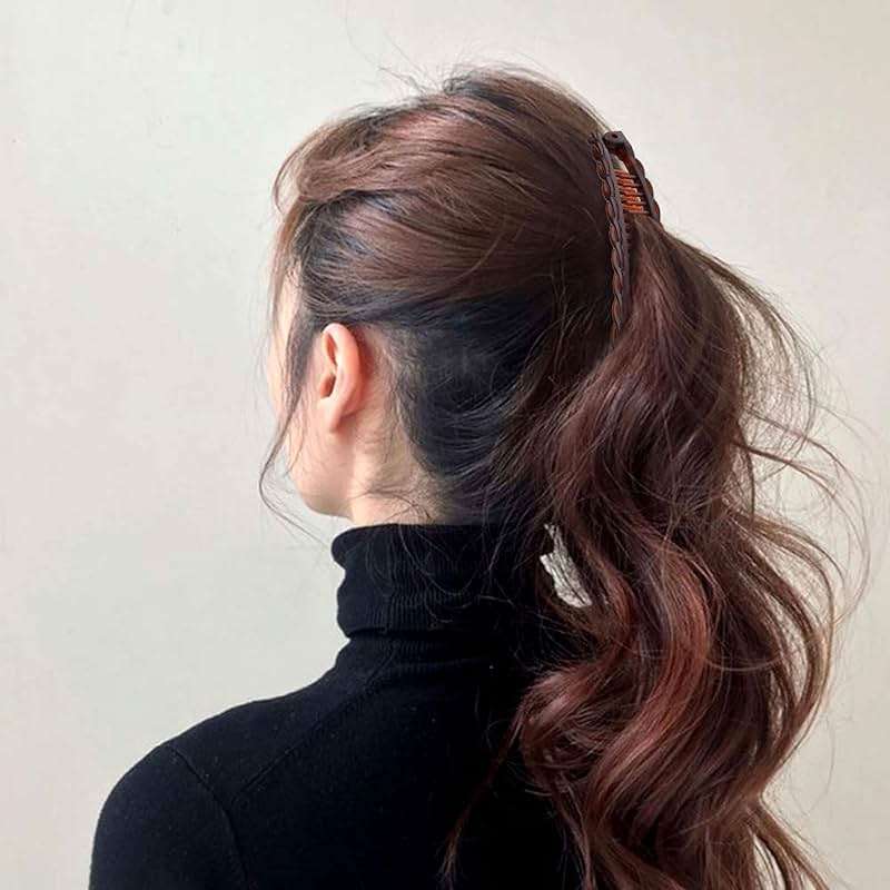 Mxxipp 3pcs Banana Hair Clips for Women, Non-Slip Large Hair Claw Clips, Classic Double Combs Hair Accessories for Thick Thin Fine Straight Curly Long Short Hair- Brown & Black & White - Image 4