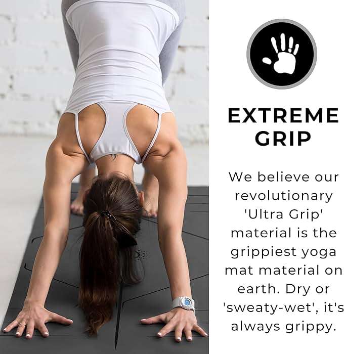 Plyopic. Ultra-Grip Pro Yoga Mat – EXTREME Non-Slip Performance - Dry & Wet Grip - Alignment Lines - Comfortable & Sweat Resistant - For Yoga, Pilates, Exercise, Workout, Bikram & Hot Yoga - Image 3
