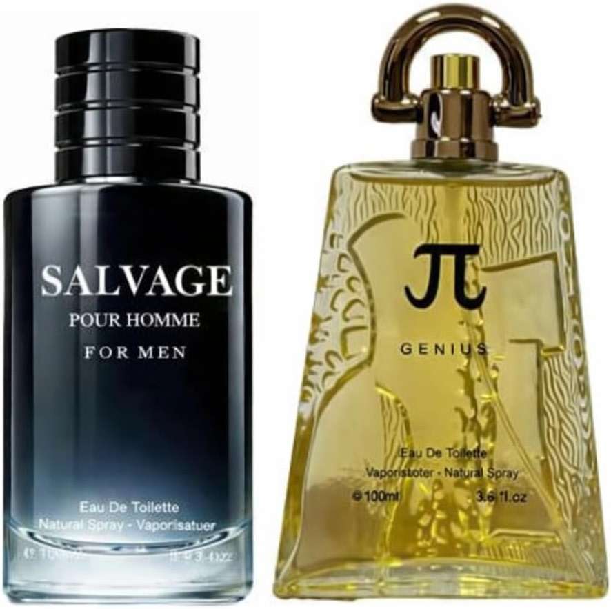 Salvage Cologne for Men + PI by Genius Cologne for Men Eau De Toilette Spray, 3.4 Fl Oz each (Pack of 2) - Image 1