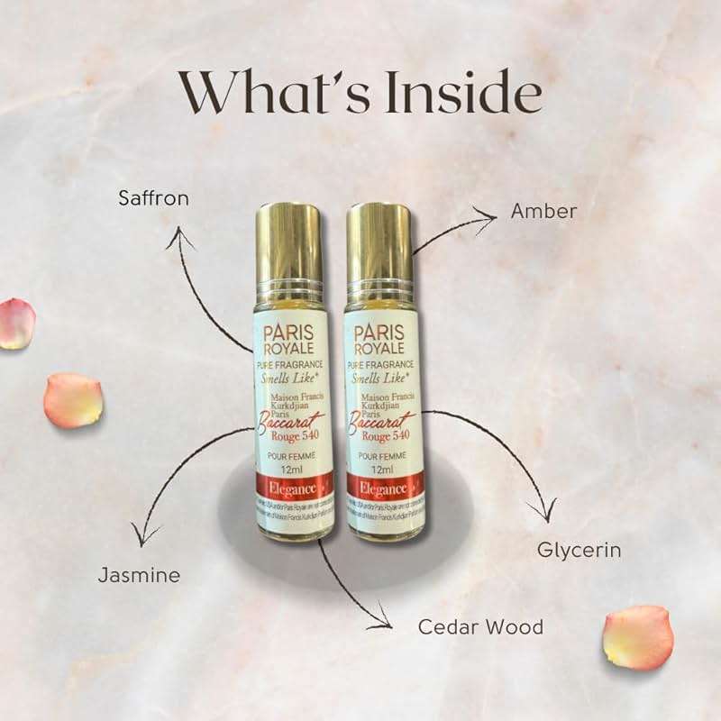 Perfume smells like Baccarat Rouge 540 Parfum Roll On Oil 12ml for Women (Pack of 2) - Image 3
