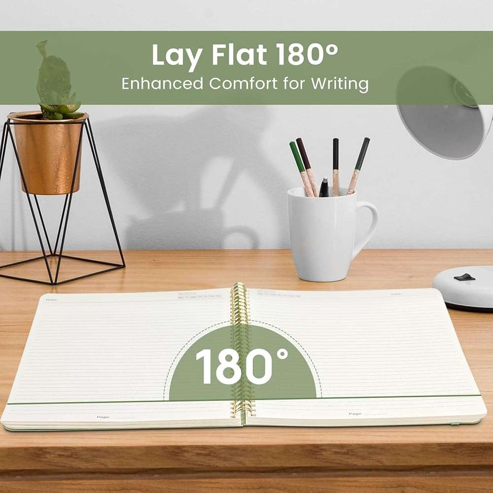 Taja Spiral Lined Notebook, 8.5"x11" Notebooks for Work, Large A4 Journal for Women & Men, College Ruled Journaling Notebook for Writing, Plastic Cover Spiral Journal, Green - Image 6