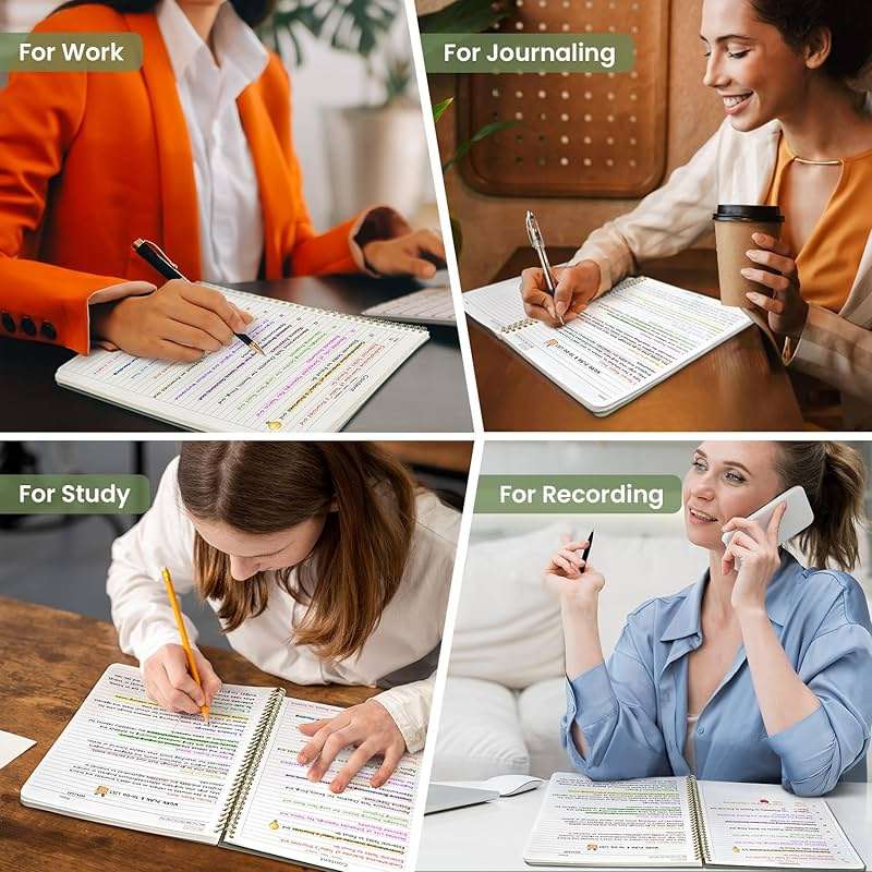Taja Spiral Lined Notebook, 8.5"x11" Notebooks for Work, Large A4 Journal for Women & Men, College Ruled Journaling Notebook for Writing, Plastic Cover Spiral Journal, Green - Image 7