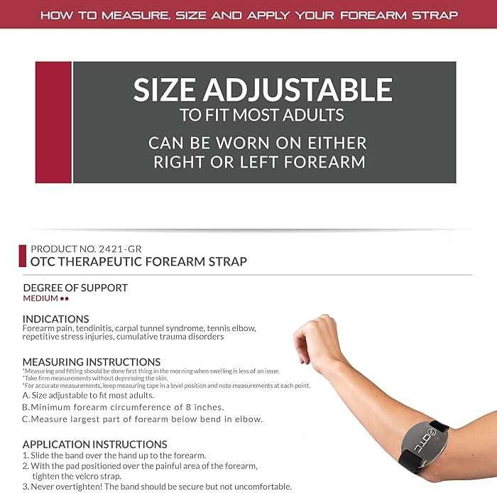 OTC Forearm Compression Strap for Tennis Elbow, Golfers Elbow, Recovery, Graphite Color, Adjustable/Universal - Image 2