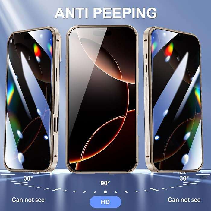 Anti Peeping Case for iPhone 16 Pro Max, Anti SPY Screen, Anti Peep Magnetic Adsorption Metal Bumper with Lens Protector 360 Degree Protection Front Privacy Tempered Glass Back Clear Cover (Pink) - Image 2