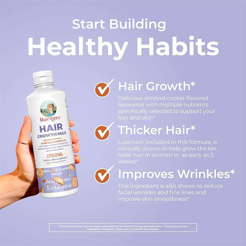 MaryRuth Organics Lion's Mane Liposomal (Coffee Cake) & Hair Growth MAX (Almond Cookie) | Clean Label Project Verified® | Vitamins for Cognitive Support, Beauty, and Overall Health | Vegan, Non-GMO - Image 5