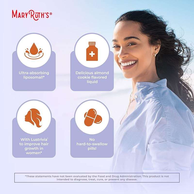 MaryRuth Organics Lion's Mane Liposomal (Coffee Cake) & Hair Growth MAX (Almond Cookie) | Clean Label Project Verified® | Vitamins for Cognitive Support, Beauty, and Overall Health | Vegan, Non-GMO - Image 7