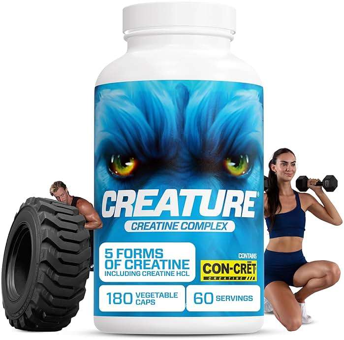 CREATURE® Creatine Complex - Creatine Monohydrate Capsules with 5 Types of Creatine Including Con-Crēt® Creatine HCL, Promotes Muscle, Strength, Endurance, Brain Health, 180 Veggie Caps, 60 Servings - Image 5