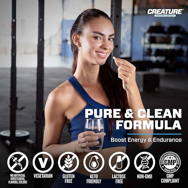 CREATURE® Creatine Complex - Creatine Monohydrate Capsules with 5 Types of Creatine Including Con-Crēt® Creatine HCL, Promotes Muscle, Strength, Endurance, Brain Health, 180 Veggie Caps, 60 Servings - Image 6