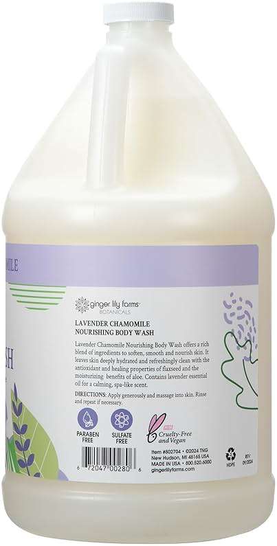 Ginger Lily Farms Botanicals Nourishing Body Wash, 100% Vegan & Cruelty-Free, Bath & Shower Gel for Men and Women, Lavender Chamomile Scent, 1 Gallon Refill (128 fl oz) - Image 2