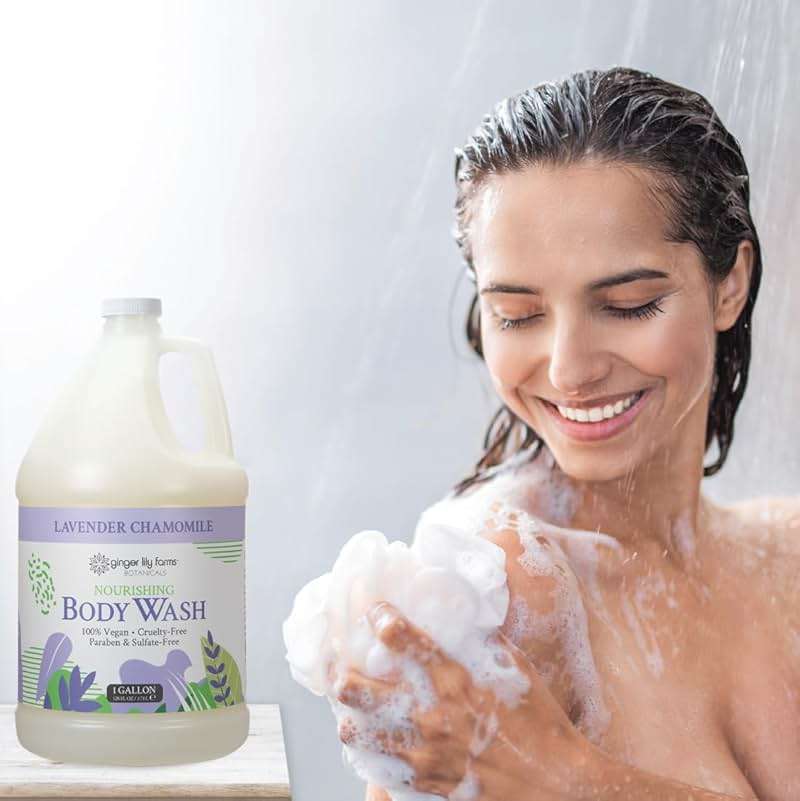Ginger Lily Farms Botanicals Nourishing Body Wash, 100% Vegan & Cruelty-Free, Bath & Shower Gel for Men and Women, Lavender Chamomile Scent, 1 Gallon Refill (128 fl oz) - Image 6
