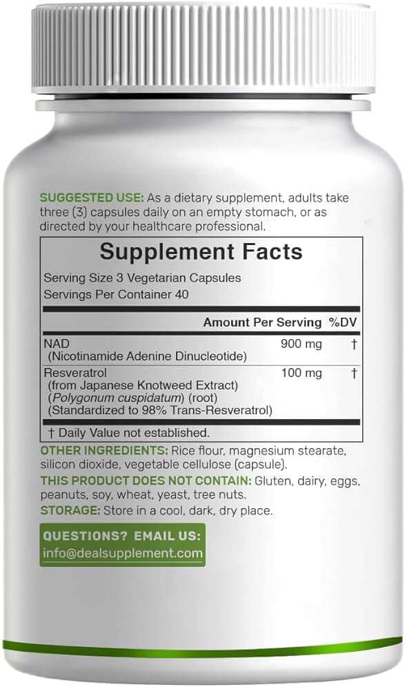 NAD+ Resveratrol Supplement 1,000mg Per Serving, 120 Veggie Capsules | 2-in-1 Extra Strength NMN Supplement Alternative | NAD Supplements for Women & Men | Non-GMO, Gluten Free - Image 6