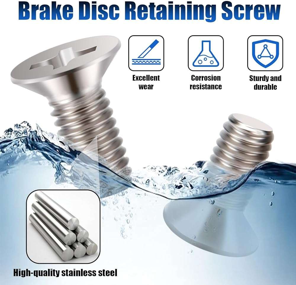 8 PCS Stainless Steel Brake Disc Rotor Screws, Brake Disc Rotor Screws for Front and Rear, 93600-06014-0H, Disc Brake Fixing Screw Compatible with Honda, Acura, Hyundai and Kia Models - Image 3