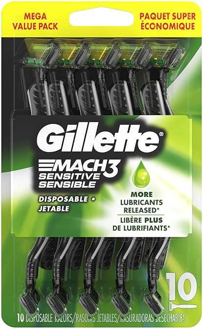 Gillette Mach3 Sensitive Razors for Men, Men’s Disposable Razors, Pivoting Head for Close and Comfortable Shave, 10 Count - Image 9
