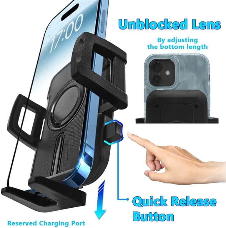 JOCUNDLY WAAPAK Car Phone Holder Mount 2009-2025 Audi A4 A5 S4 S5 RS4 RS5 Allroad Auto Accessories Interior Decoration Smartphone Thick Case Cradles Navigation Bracket iPhone (Audi-A4-17-25) - Image 4