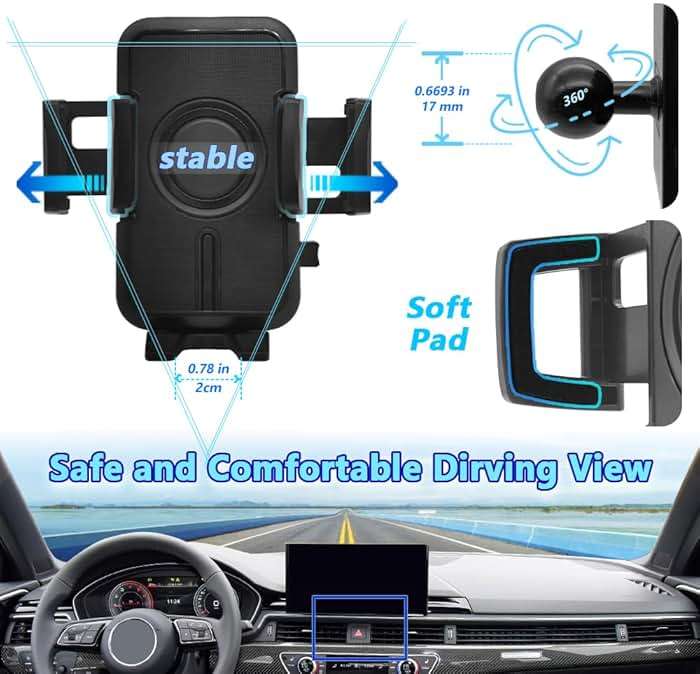 JOCUNDLY WAAPAK Car Phone Holder Mount 2009-2025 Audi A4 A5 S4 S5 RS4 RS5 Allroad Auto Accessories Interior Decoration Smartphone Thick Case Cradles Navigation Bracket iPhone (Audi-A4-17-25) - Image 6
