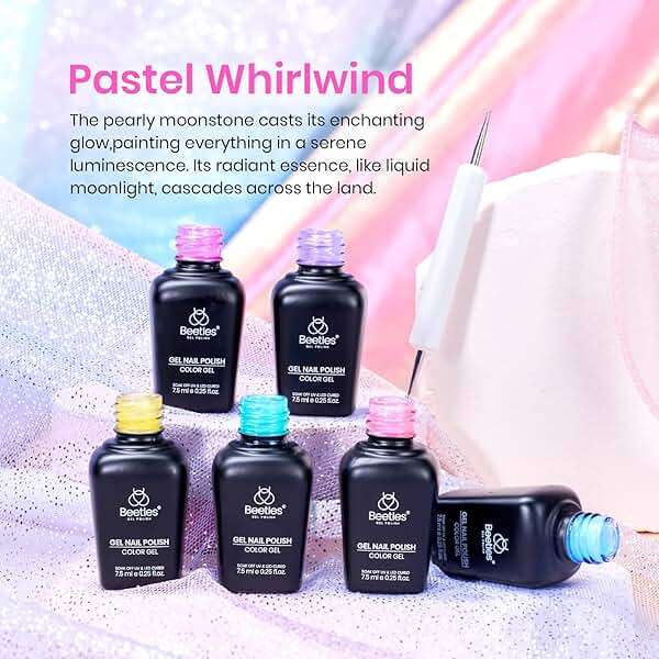 Beetles Pearl Gel Nail Polish Set - 6 Colors Summer Pink Yellow Green Purple Blue Iridescent Rainbow Shimmer Nail Polish Soak Off Uv Mermaid Gel Swirl Shell Thread Effect DIY Spring Gift for Women - Image 5