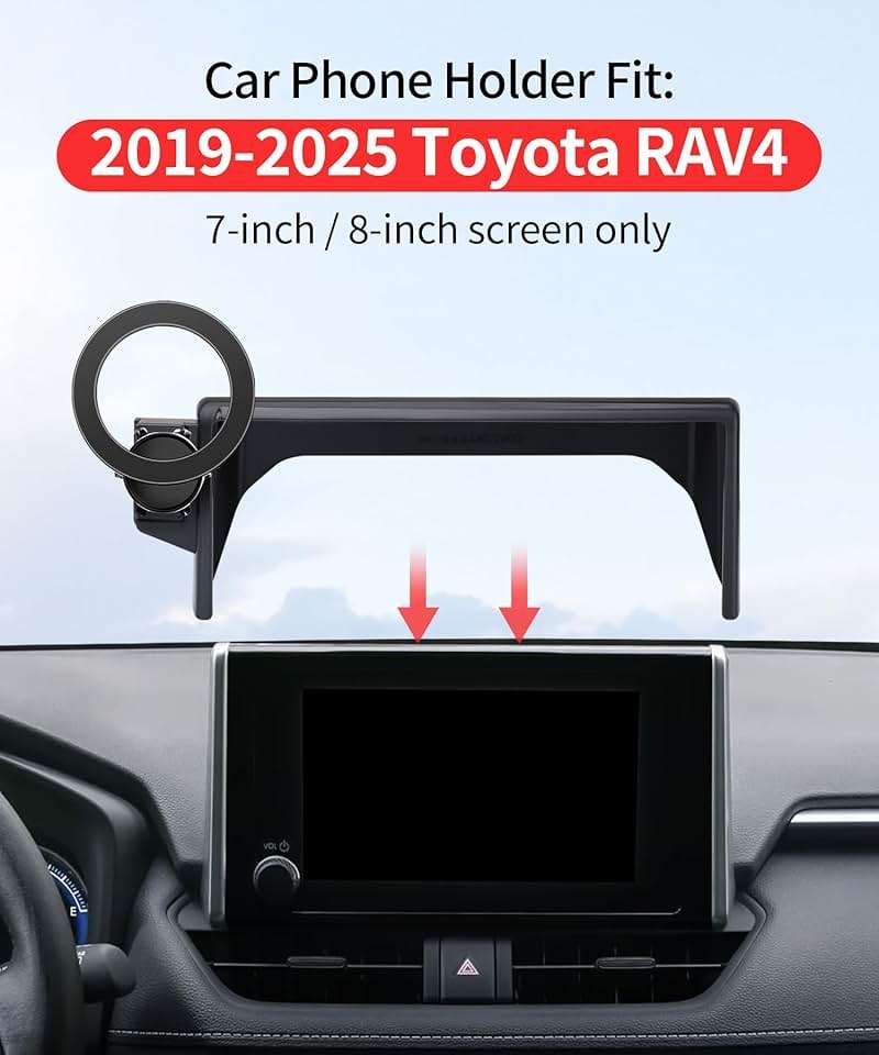 MaserWeller Car Phone Mount for Toyota RAV4 2019-2025 Accessories 7/8-inch | Touch Screen Fixed Clip Magnetic Cell Phone Holder Compatible with MagSafe, Vehicle Specific Fit Mobile navigation bracket - Image 2