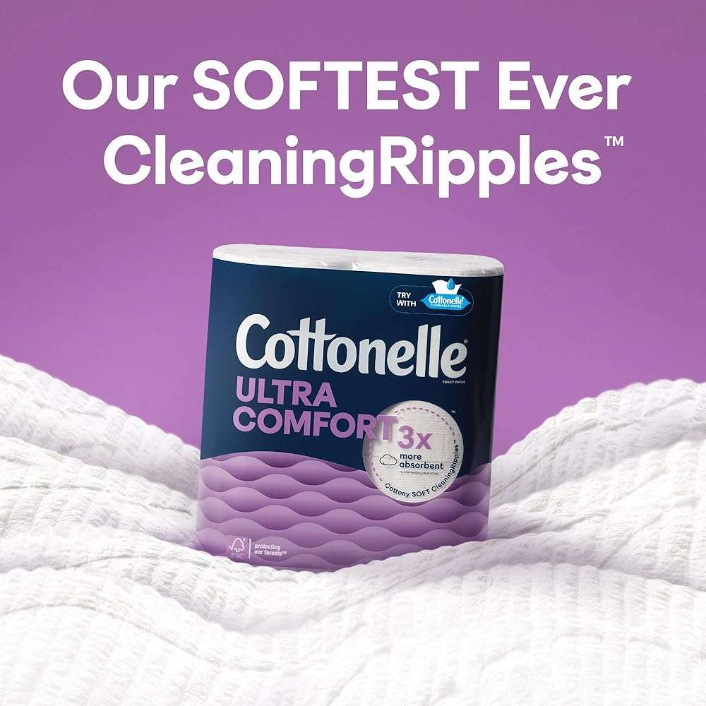 Cottonelle Toilet Paper, 244 Sheets | Ultra Comfort Soft | 4 Mega Rolls | Pack of 3 - Image 5