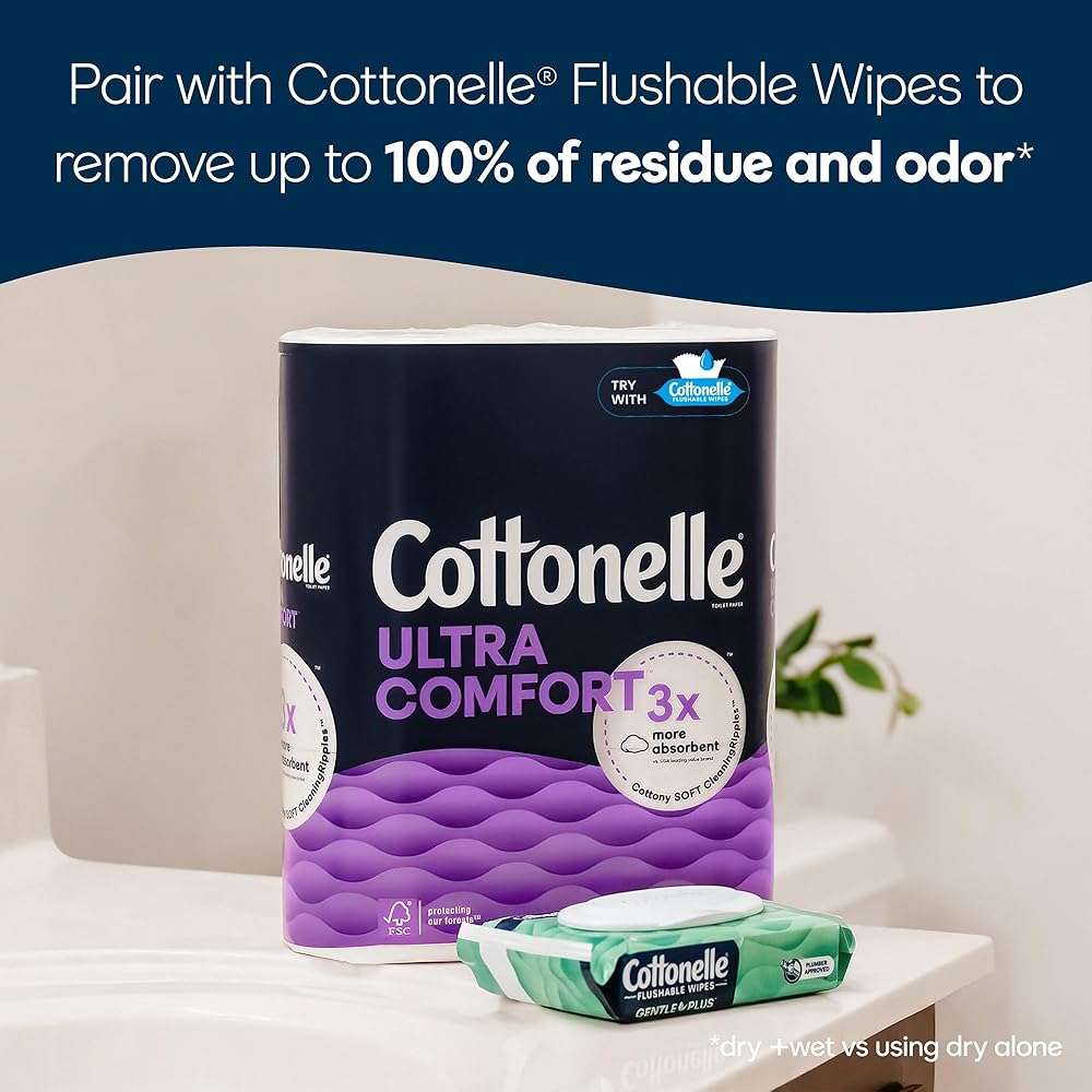 Cottonelle Toilet Paper, 244 Sheets | Ultra Comfort Soft | 4 Mega Rolls | Pack of 3 - Image 7