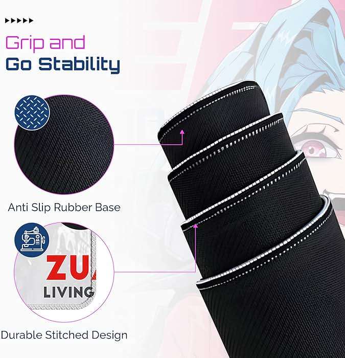 Large Gaming Mouse Pad 31.5 x 11.8 Inches XXL Extended for Mouse and Keyboard Non-Slip and Water Resistant Surface with Anime Cute Girl Design Jinx Ideal for Competitive Gaming League (White Jinx) - Image 6