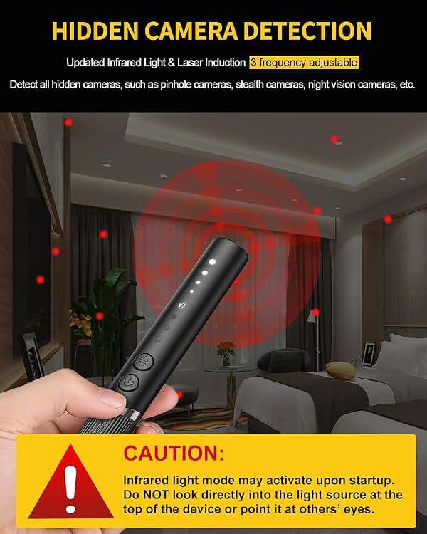 HUYNL Hidden Camera Detectors, Spy Camera Finder, Hidden GPS Tracking/Listening Recording Device Detector, Hidden Bug Sweeper and Camera Detector for Travel Hotel Car - Image 5