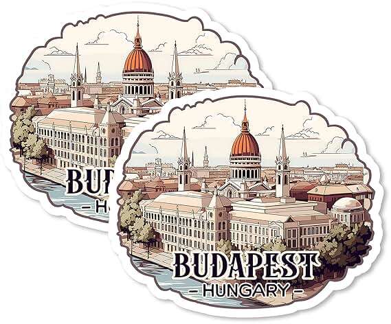Budapest Hungary Travel Magnet 4 Inch 2-Pack Pearl Danube – Strong Vinyl Decorative Travel Magnets for Fridge Locker Kitchen Office – Cute Fun Aesthetic Cool Durable & Long-Lasting Souvenir ID44999 - Image 1