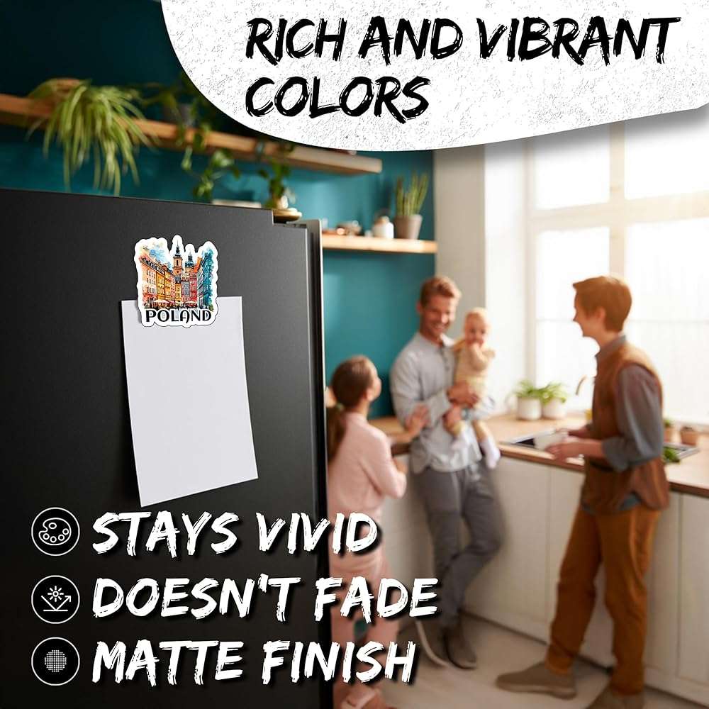 Poland Magnet 4 Inch 2-Pack Polska – Strong Vinyl Decorative Travel Magnets for Fridge Locker Kitchen Office – Cute Fun Aesthetic Cool Durable & Long-Lasting Souvenir ID44999 - Image 4