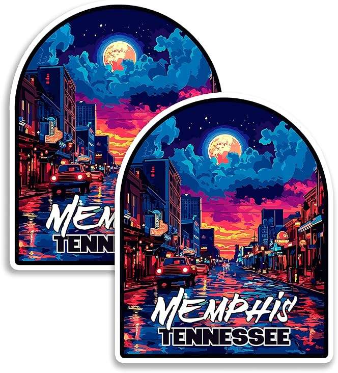 Memphis Tennessee Magnet 4 Inch 2-Pack Bluff City – Strong Vinyl Decorative Travel Magnets for Fridge Locker Kitchen Office – Cute Fun Aesthetic Cool Durable & Long-Lasting Souvenir ID44999 - Image 1