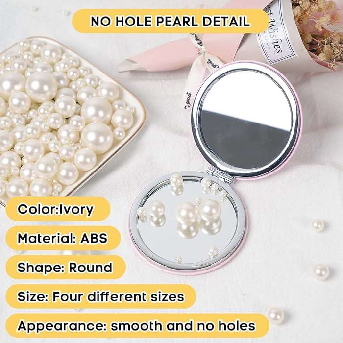 1300PCS Pearls for Vase Filler,Ivory Pearl Beads with No Hole,Vase Filler Fake Pearls, Artificial Plastic Pearl Beads for Table Scatters, Wedding Party,Decoration - Image 3