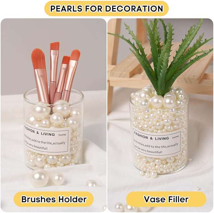 1300PCS Pearls for Vase Filler,Ivory Pearl Beads with No Hole,Vase Filler Fake Pearls, Artificial Plastic Pearl Beads for Table Scatters, Wedding Party,Decoration - Image 4