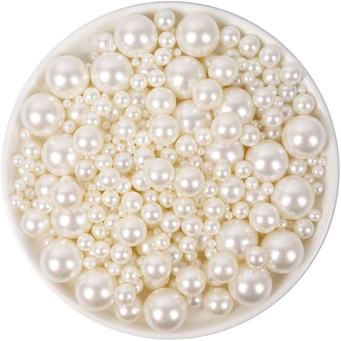 1300PCS Pearls for Vase Filler,Ivory Pearl Beads with No Hole,Vase Filler Fake Pearls, Artificial Plastic Pearl Beads for Table Scatters, Wedding Party,Decoration - Image 5