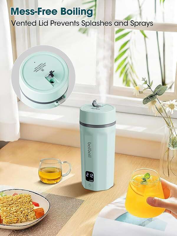 balbali 18.6oz Portable Kettle for Travel 100-250V Dual Voltage for International/Global/Europe - 6 Preset Travel Electric Kettle Hot Water Boiler/Heater/Warmer/Tea Maker - Green - Image 7