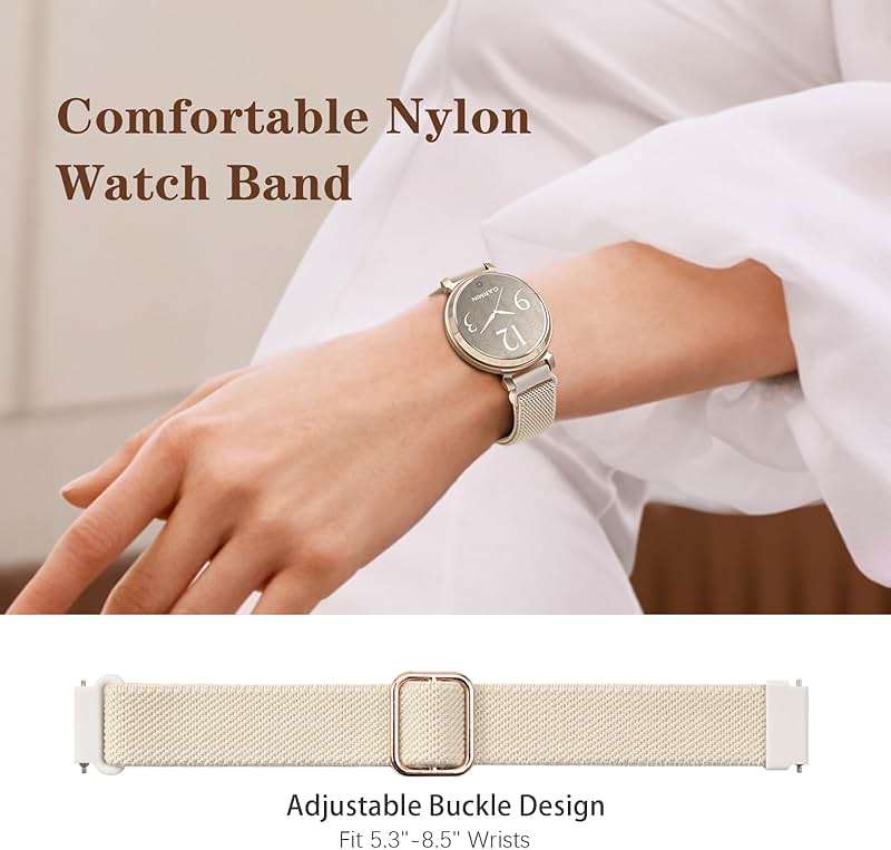 Elastic Nylon Bands Compatible with Garmin Lily 2, 14mm Stretchy Nylon 2 Pack Soft Loop Straps Quick Release Replacement Adjustable Wristband for Lily 2 Classic/Active Smart Watch Accessory for Women - Image 4